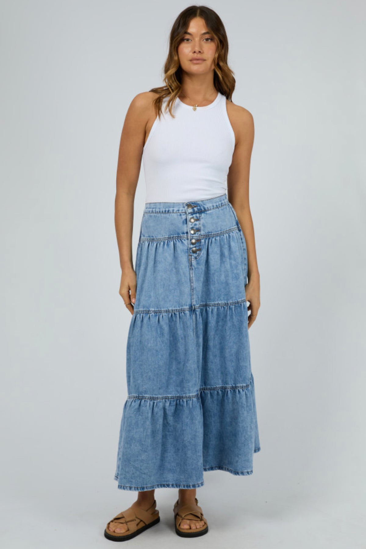 Coco Denim Maxi Skirt - Light Blue