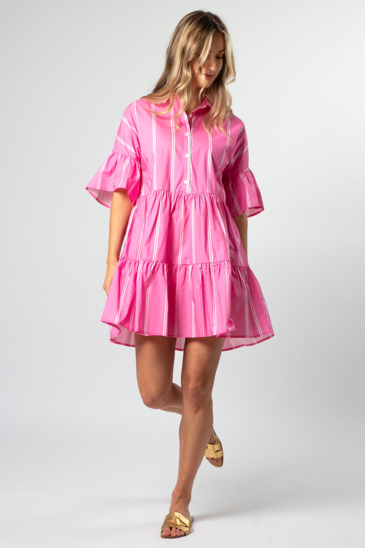 Catalina Dress Bubblegum Stripe