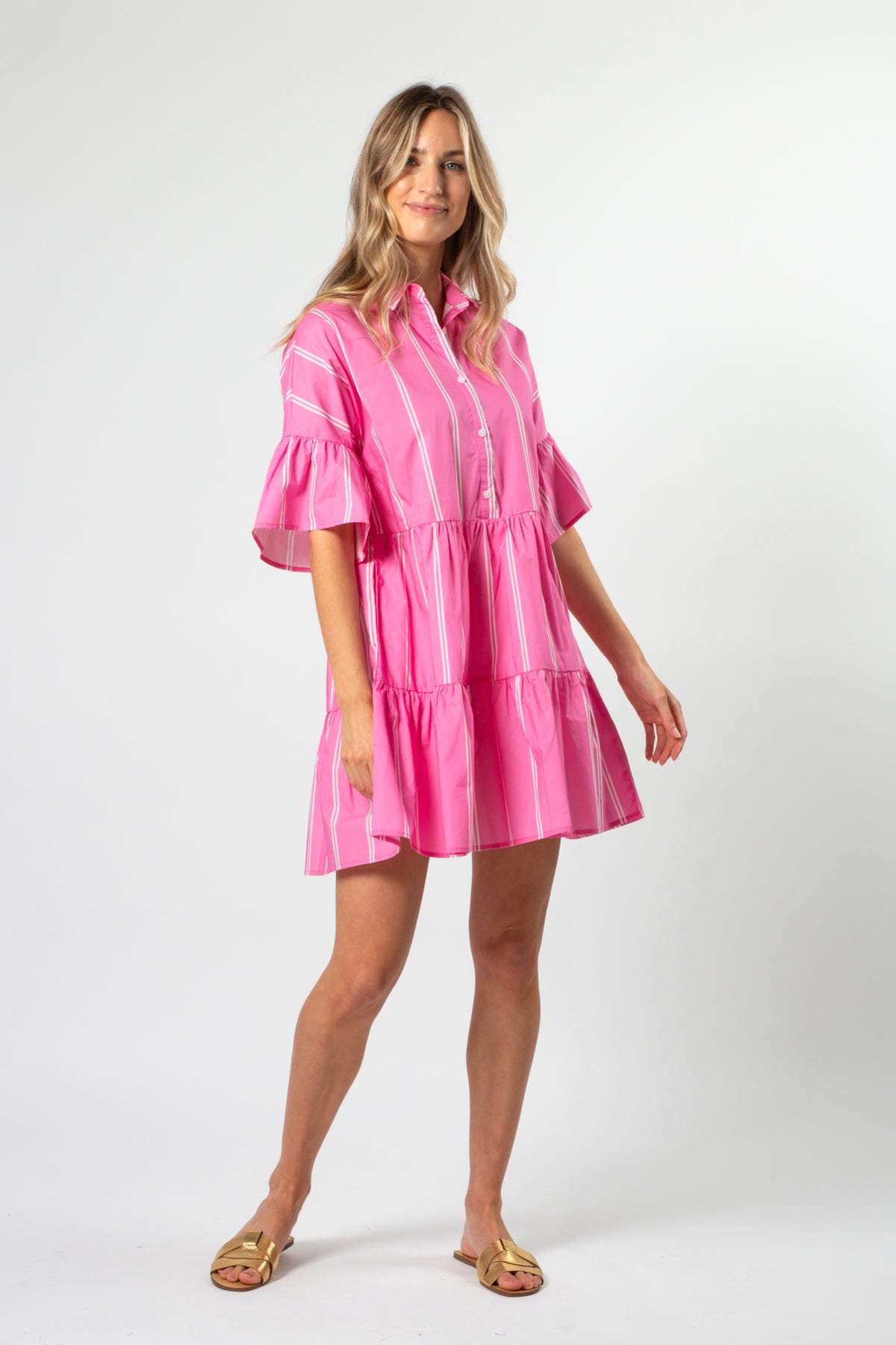 Catalina Dress Bubblegum Stripe