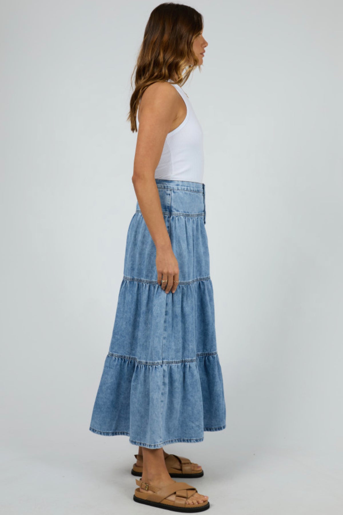 Coco Denim Maxi Skirt - Light Blue