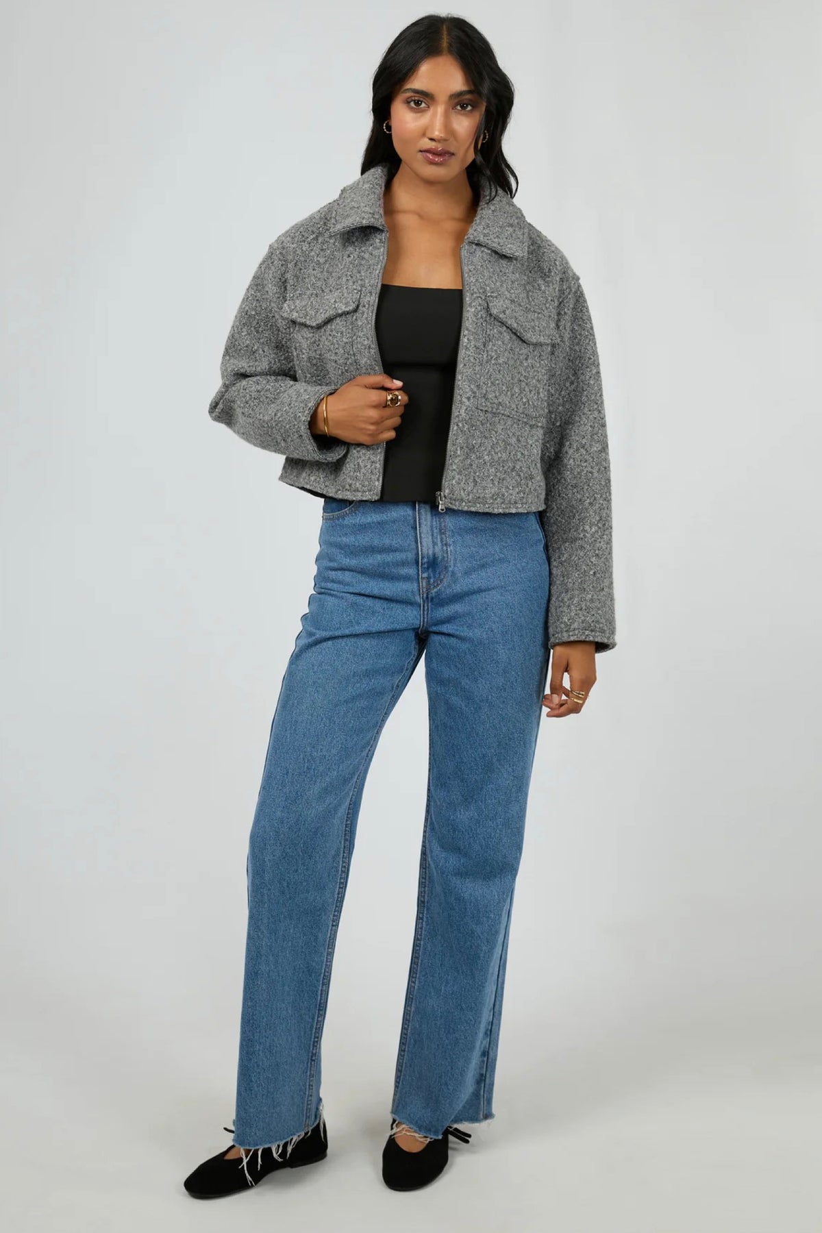 Bennet Crop Jacket Grey Marle