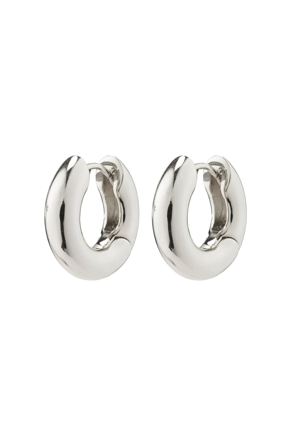 Aica Recycled Chunky Huggie Hoop Earrings Silver Plated