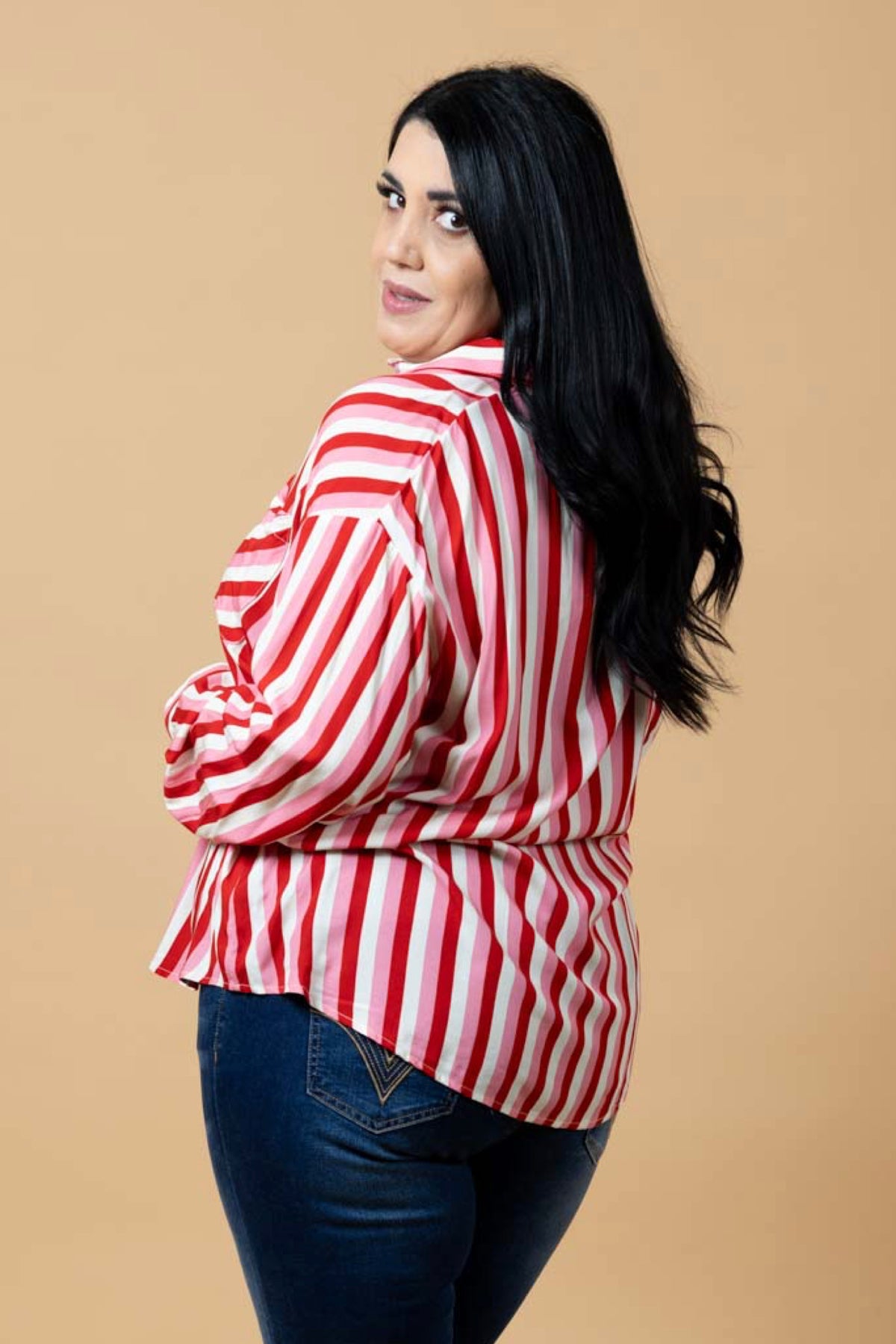 Letitia Striped Shirt Pink Red