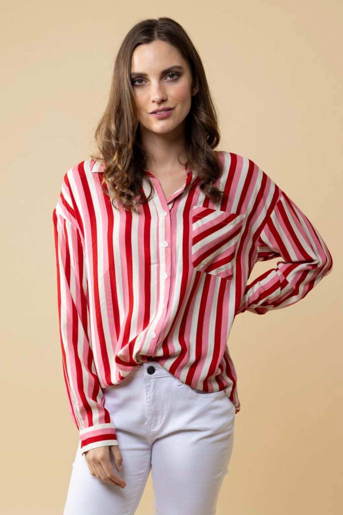 Letitia Striped Shirt Pink Red