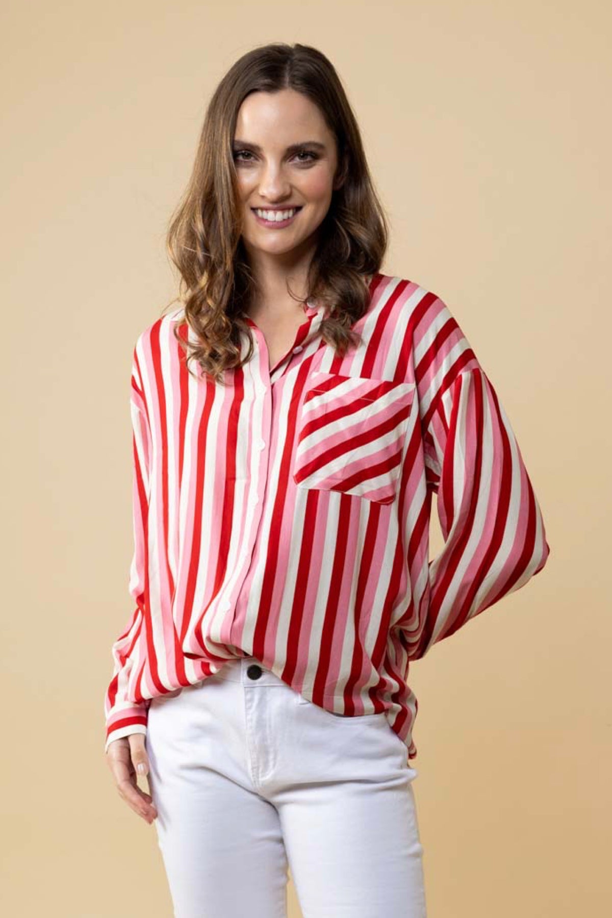 Letitia Striped Shirt Pink Red