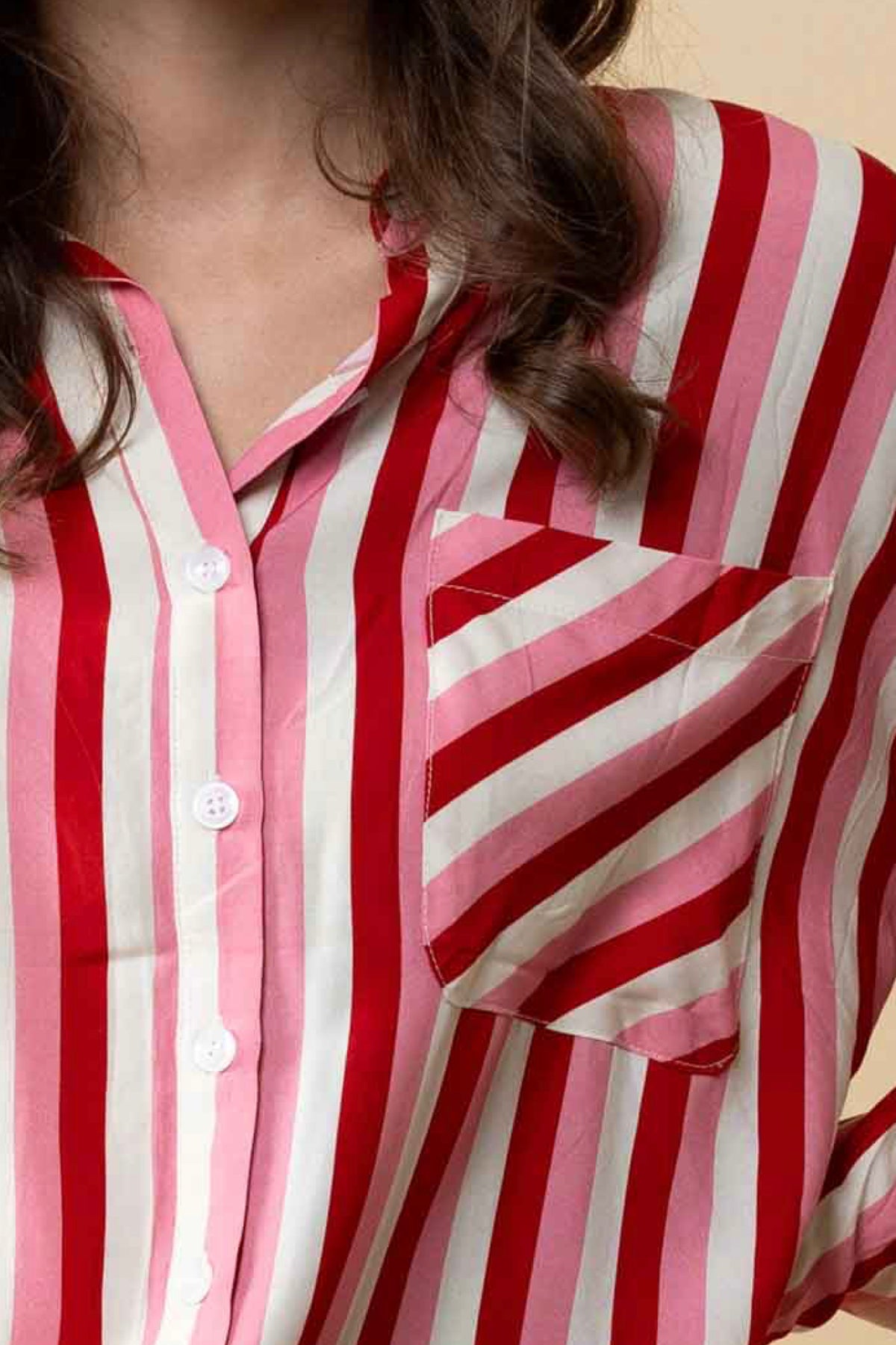 Letitia Striped Shirt Pink Red