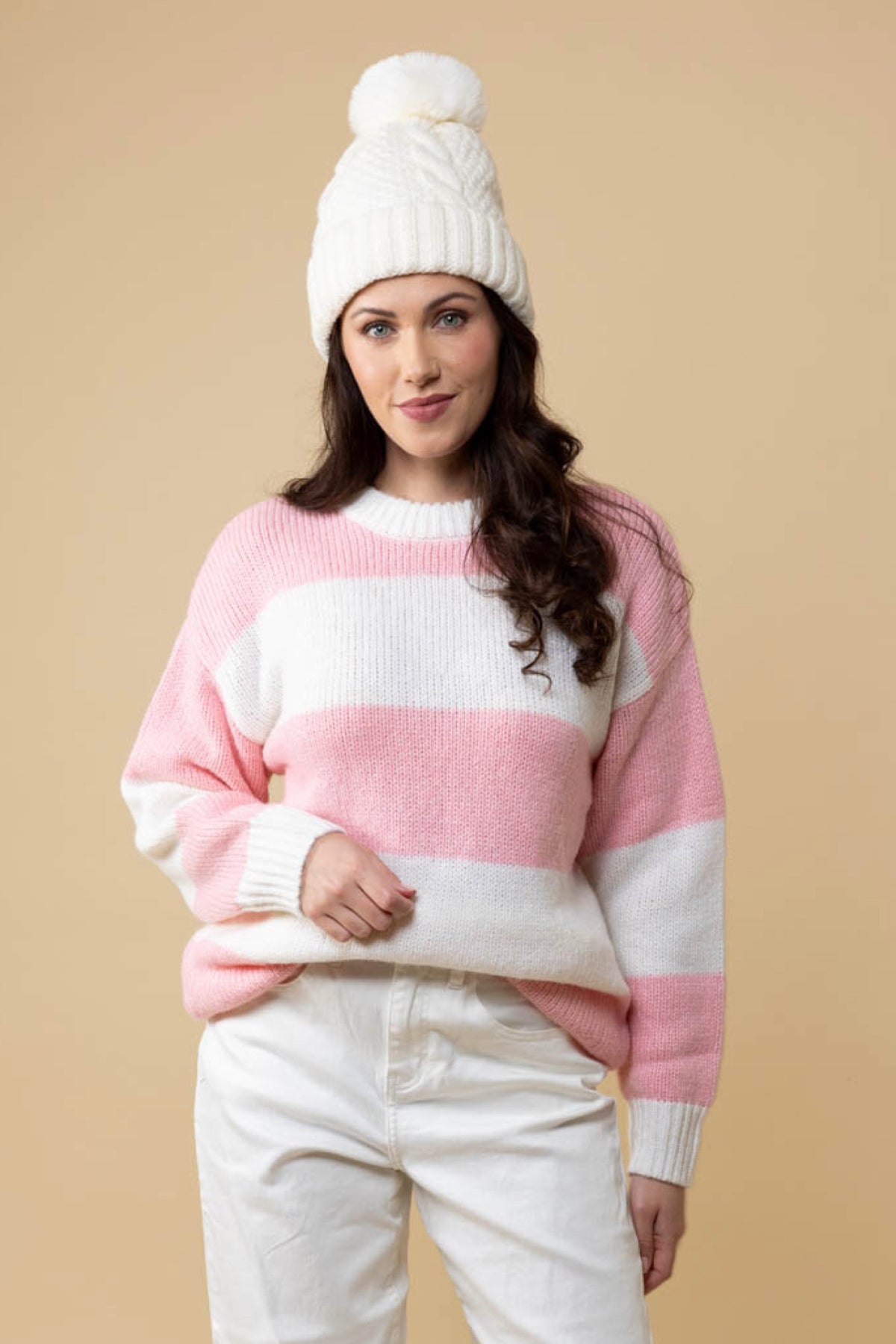 Smith Knit Jumper Pink White