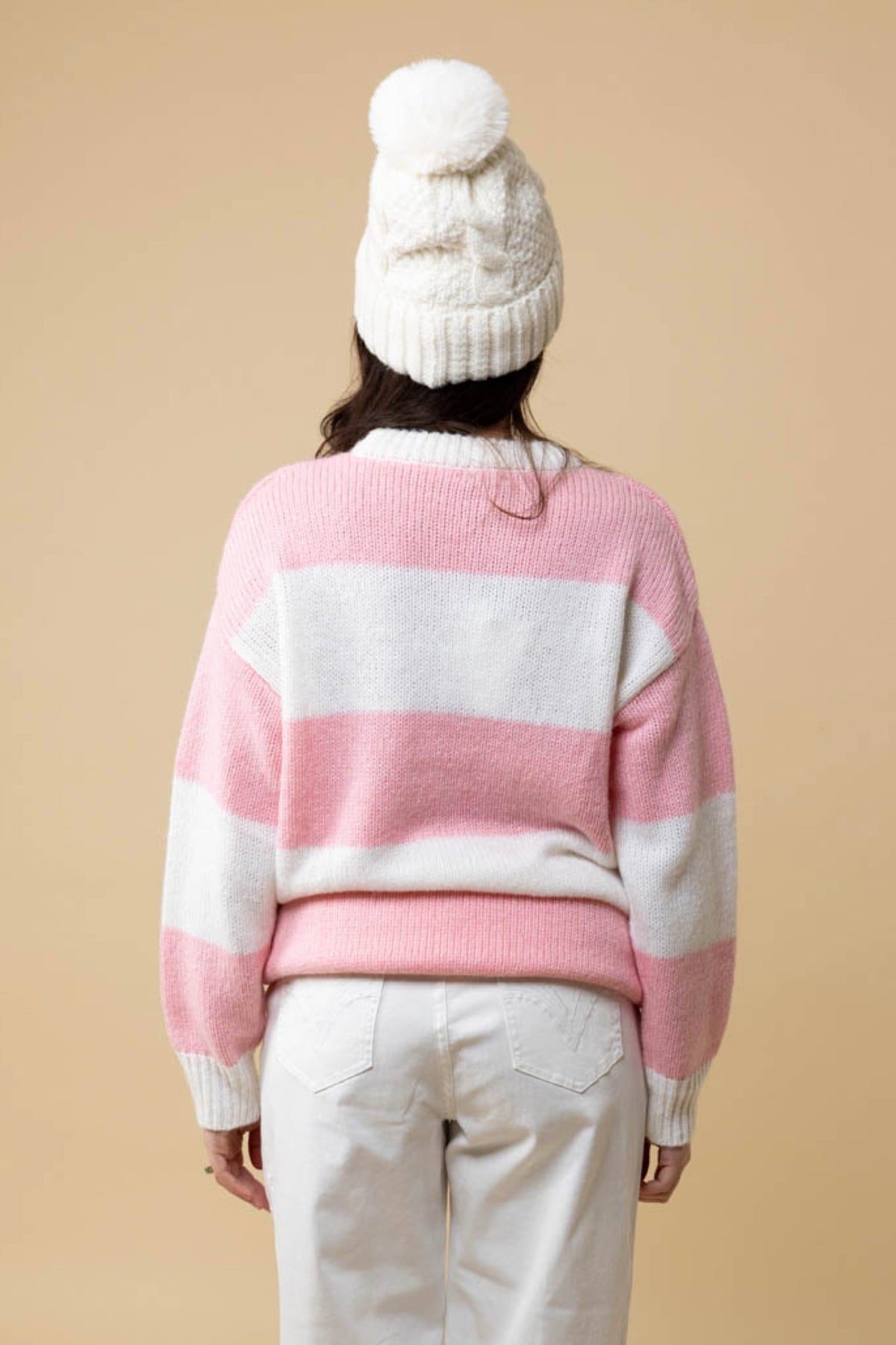 Smith Knit Jumper Pink White