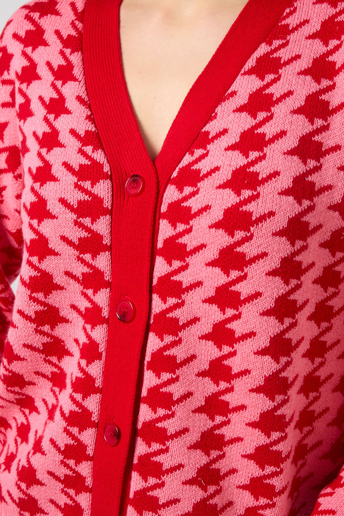 Xanthe Cardigan Houndstooth Red/Candy