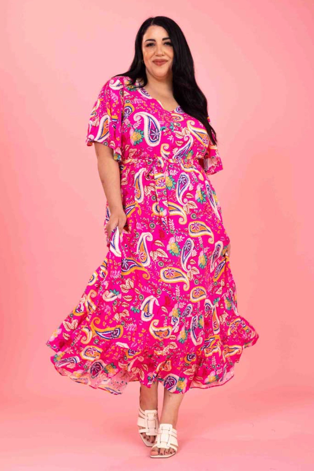 Daphine Maxi Dress Pink Paisley