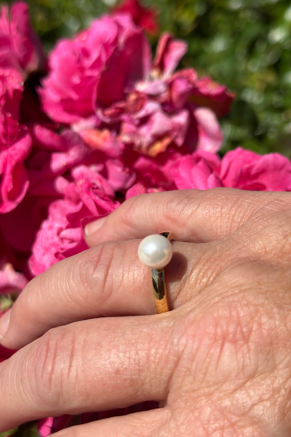 Pearl Steel Ring Gold