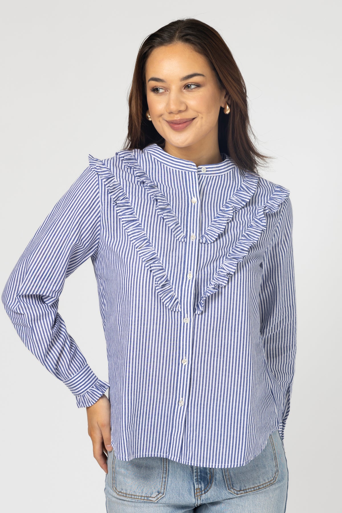 Cici Blouse Navy Stripe