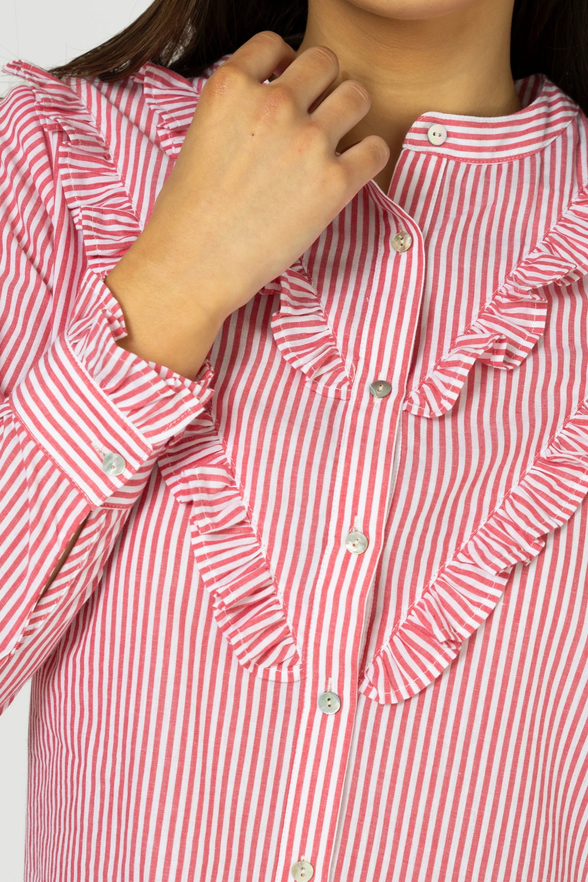 Cici Blouse Tomato Stripe