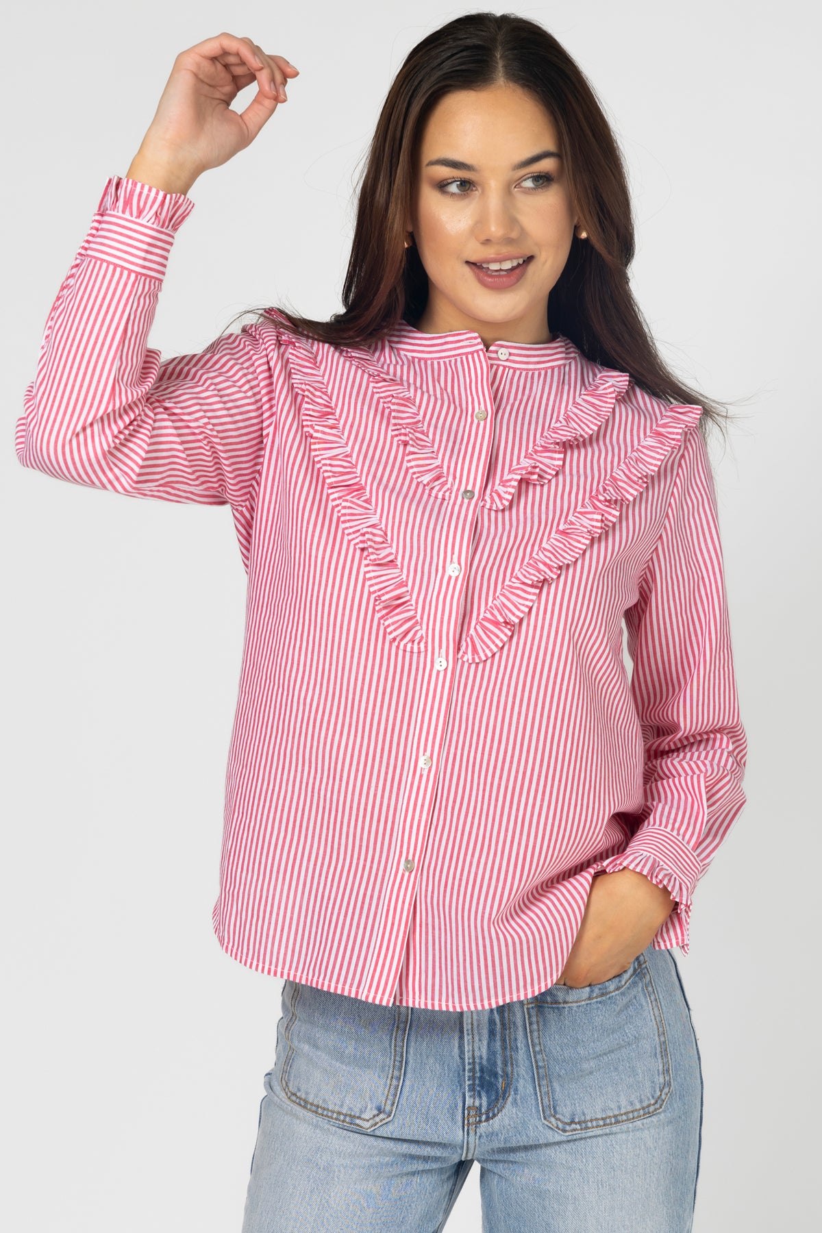 Cici Blouse Tomato Stripe