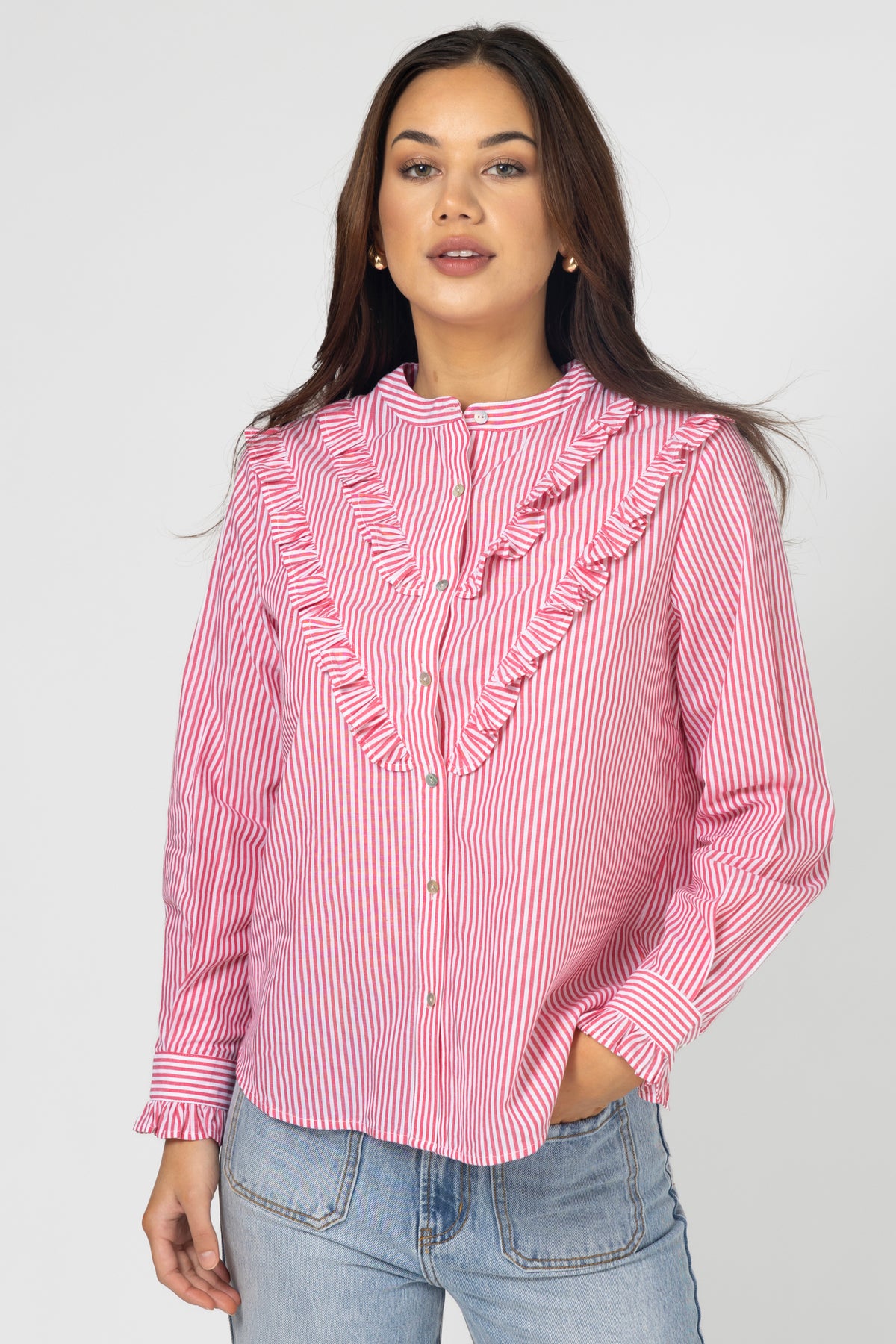 Cici Blouse Tomato Stripe