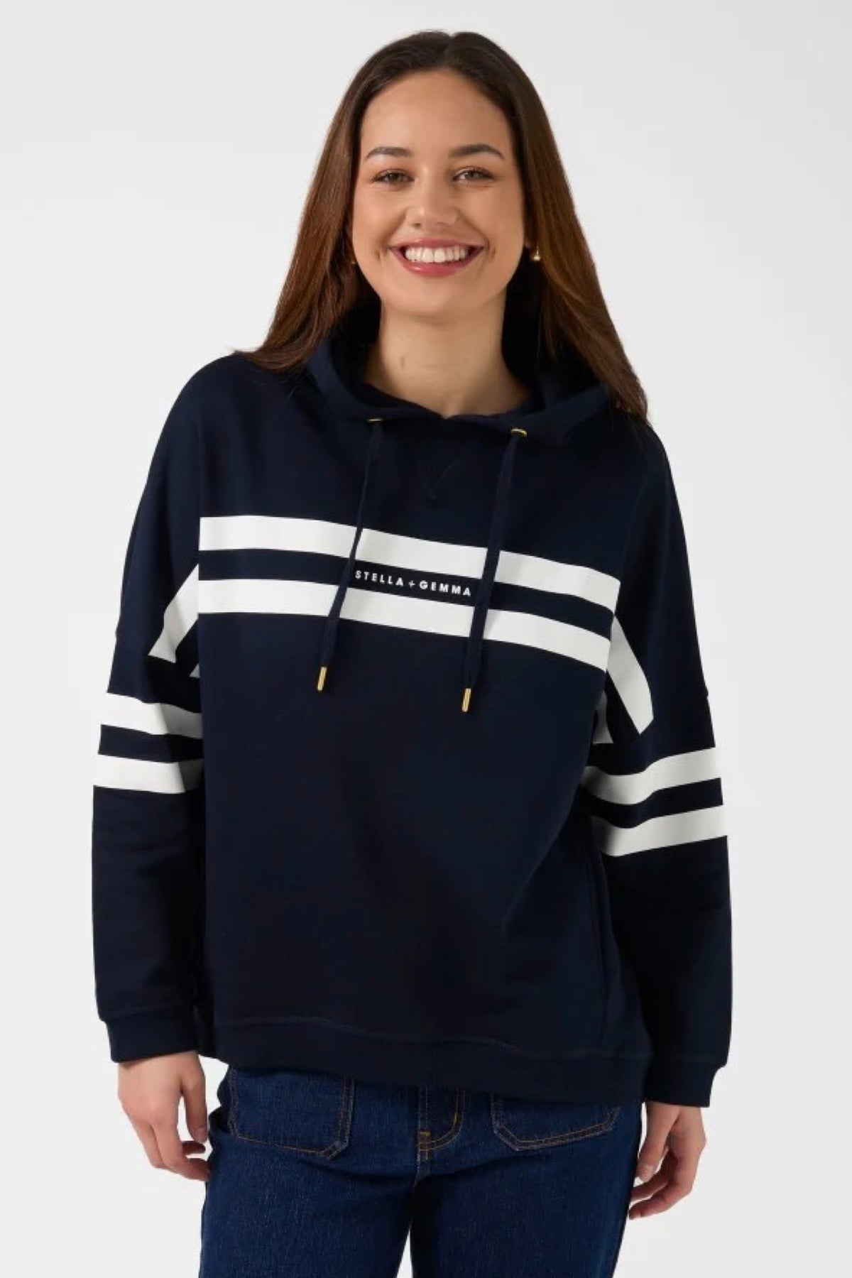 Newport Hoodie Navy Banner Logo