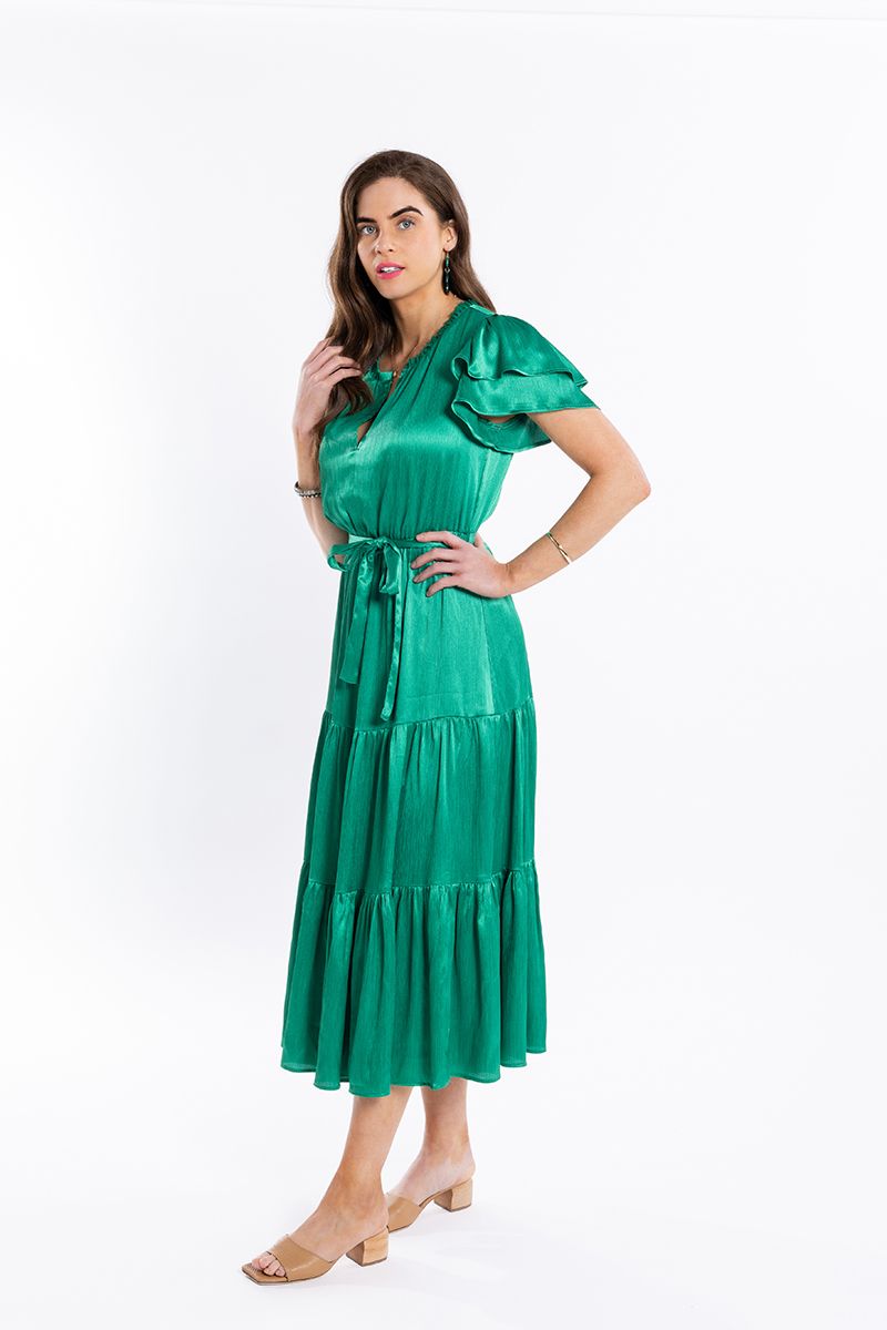 Cruise Maxi Dress Green Crinkle - PREORDER DELIVERY END NOVEMBER