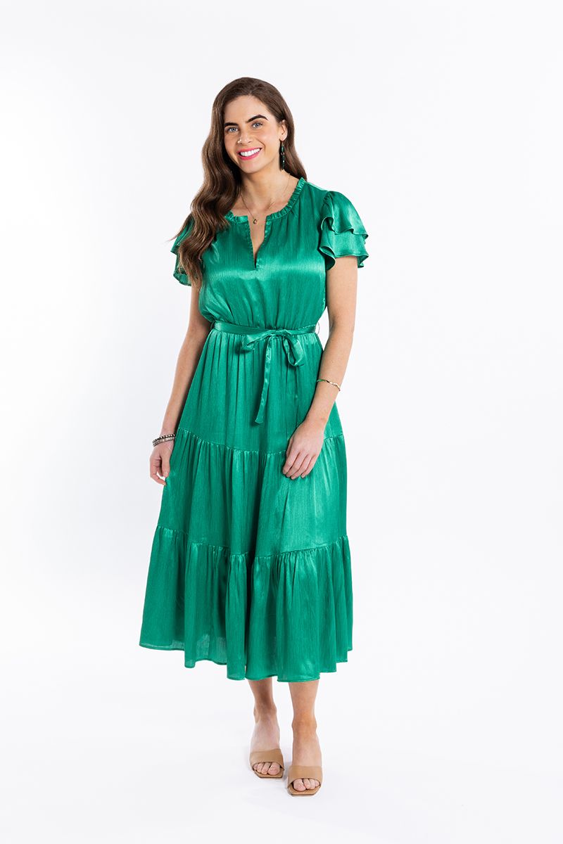 Cruise Maxi Dress Green Crinkle - PREORDER DELIVERY END NOVEMBER