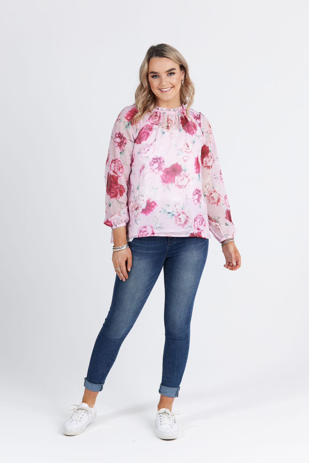 Daisy Top Pink Peony Print