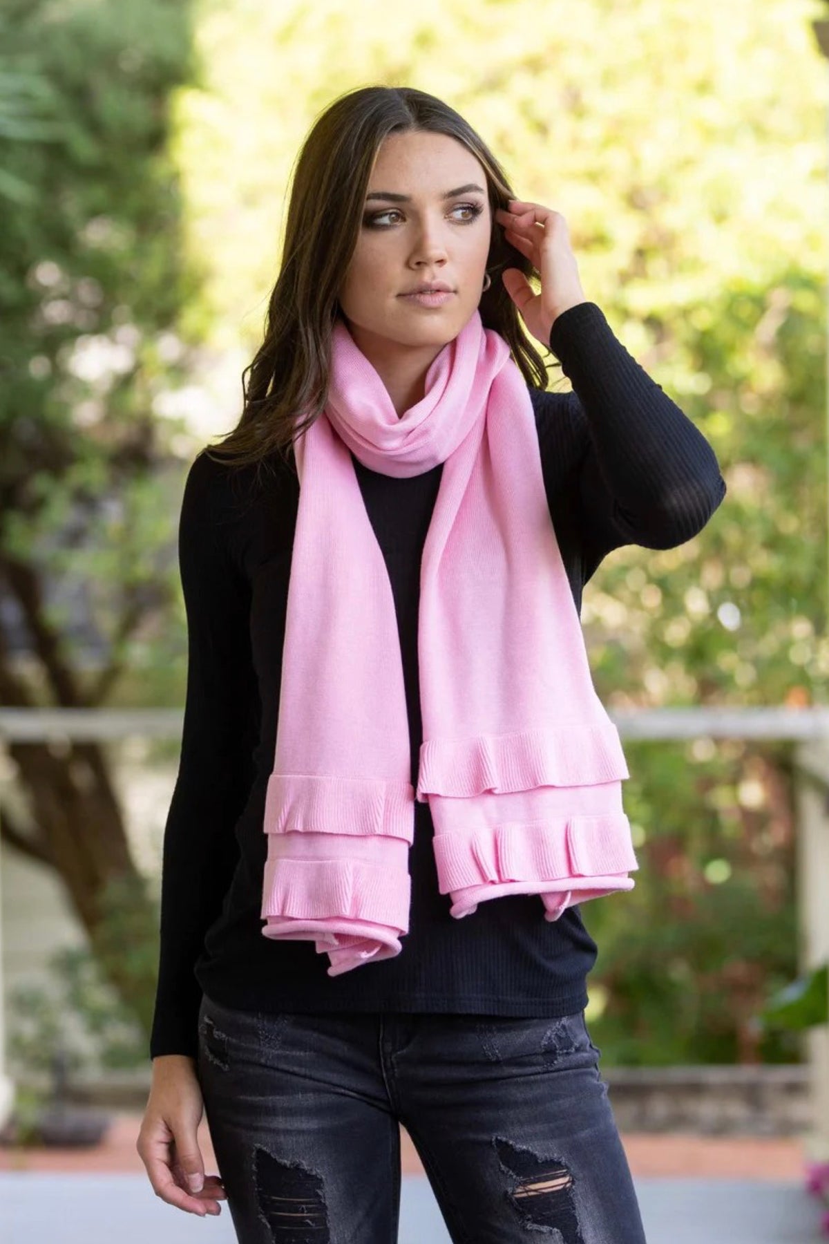 Ruffle Scarf Baby Pink