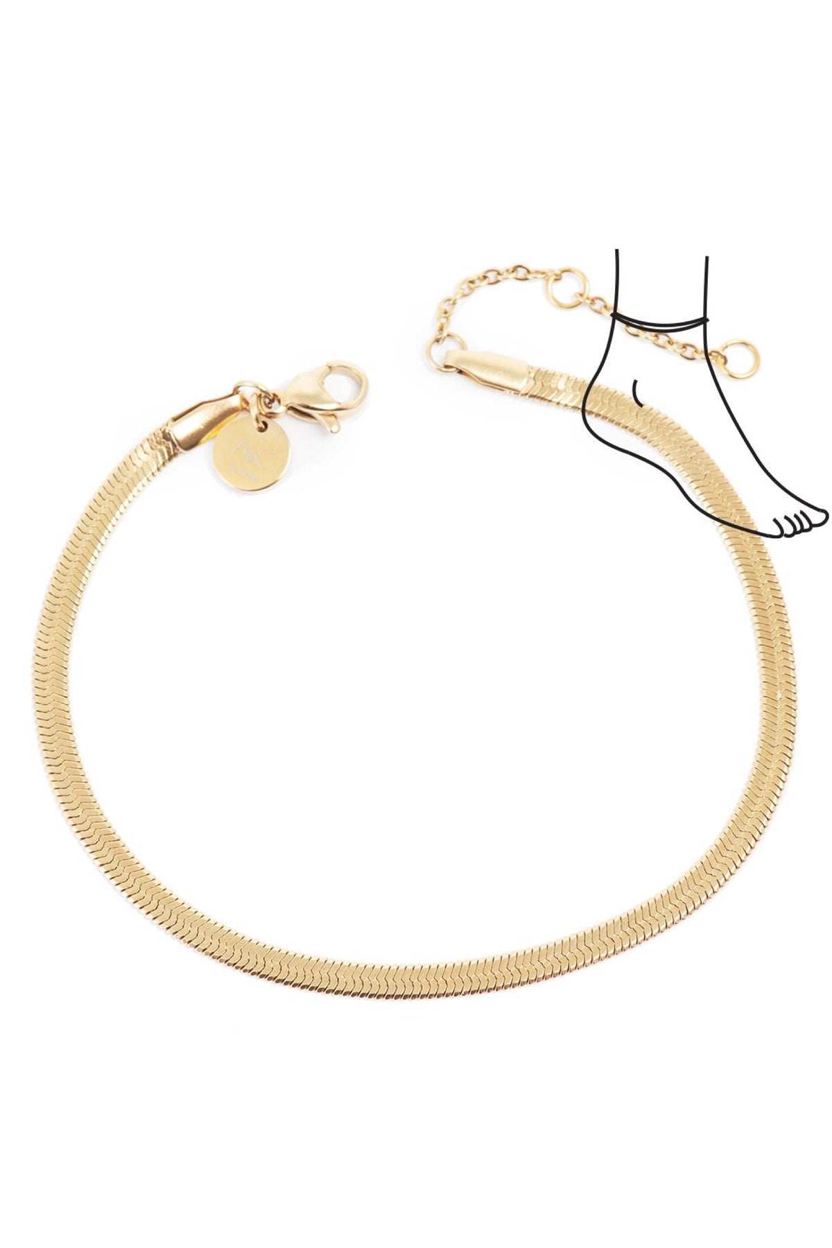 Steel Snake Chain Anklet Gold